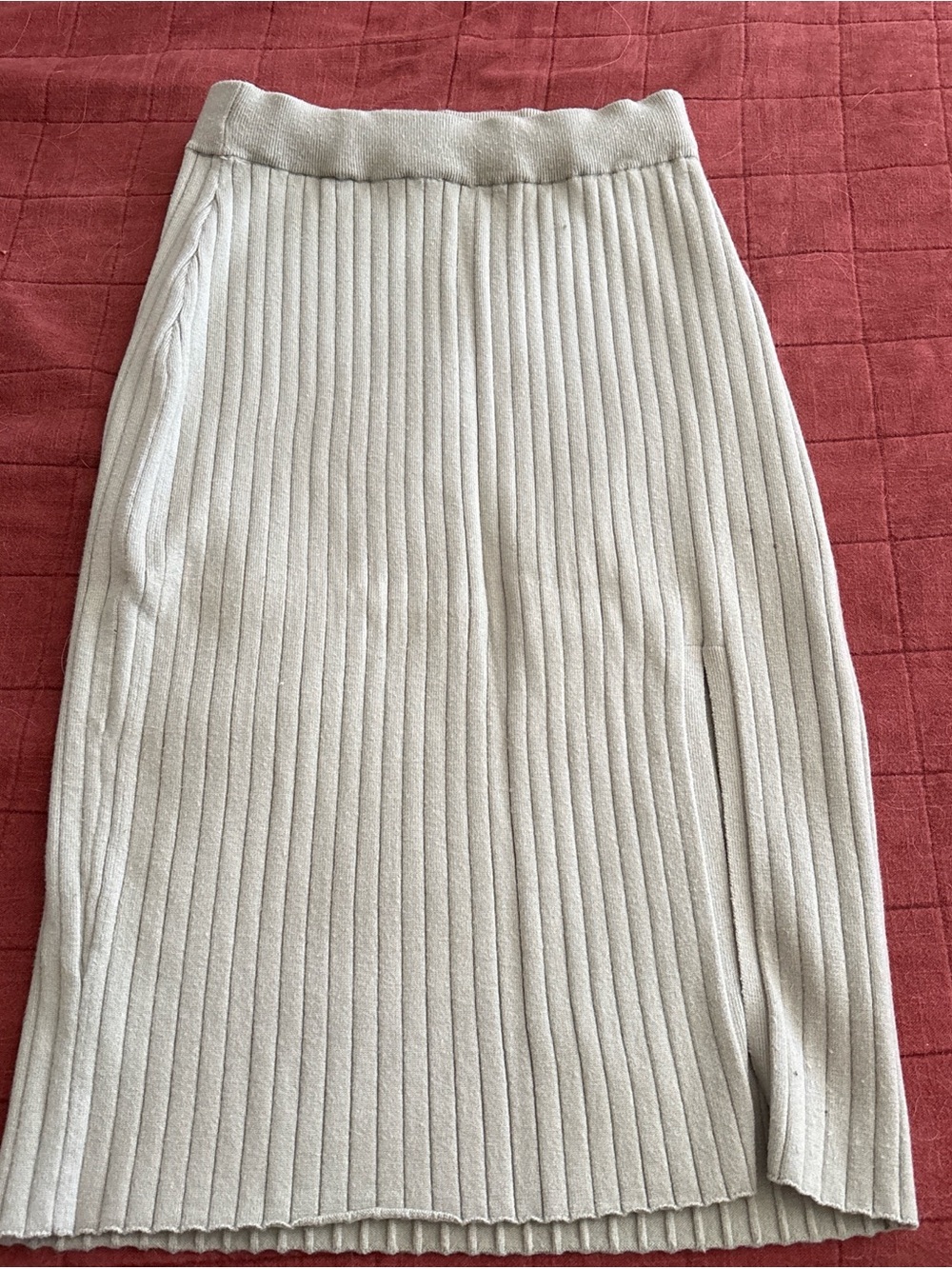 Abercrombie & Fitch Cream Ribbed Knit Pencil Skirt